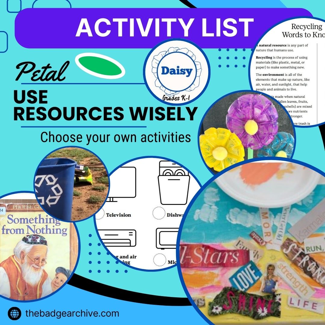 Resourceful Items 2011 – Petal – Use Resources Wisely – Activity List – The Badge Archive